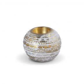 TEALIGHT CANDLE HOLDER MOROIKA ROUNDY GOLD WHITE D11X9CM
