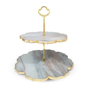 CAKE STAND ACRE CLEAR GOLD 27X27X25CM
