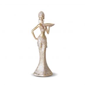 OBJECT DECO AFRICAN LADY STAND GOLD 15X40CM