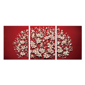 WALL DECO FLOWER MAGNOLIA RED WHITE 180X80CM
