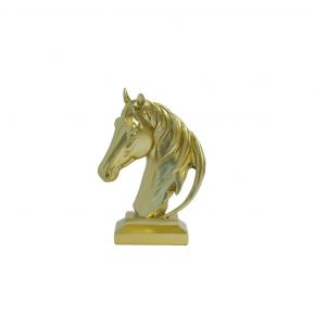 OBJECT DECO HEAD HORSE GOLD 14X21CM