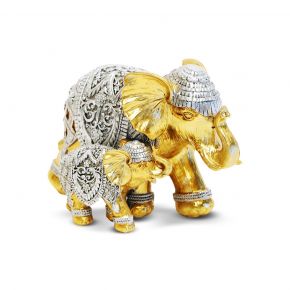 OBJECT DECO ELEPHANT DUO SILVER GOLD 22X12X14CM