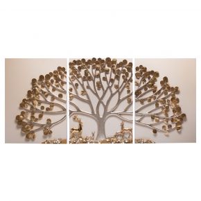WALL DECO DEER AND TREE CREAM GOLD 180X80CM