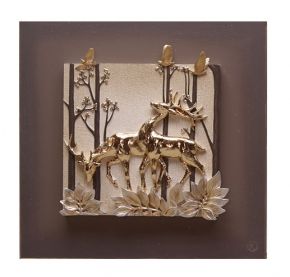 WALL DECO DEER FOREST B BROWN 40X40X4CM