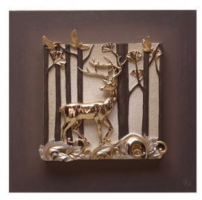 WALL DECO SINGLE DEER FOREST C BROWN 40X40X4CM