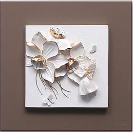 WALL DECO FLOWER DUO HAMPERS WHITE 40X40CM