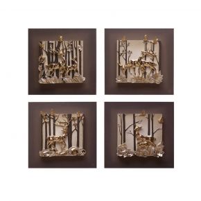 WALL DECO DEER FOREST GOLD 160X40CM