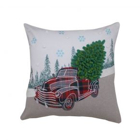 CUSHION COVER CHRISTMAS CARTREE MIXCOL 45X45CM