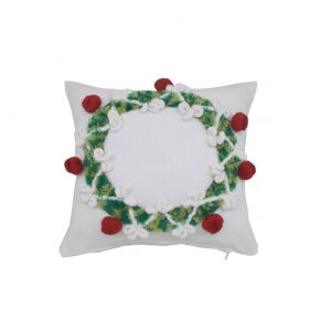 CUSHION COVER CHRISTMAS CIRCLE WITH INSERT WHITE 30X30CM